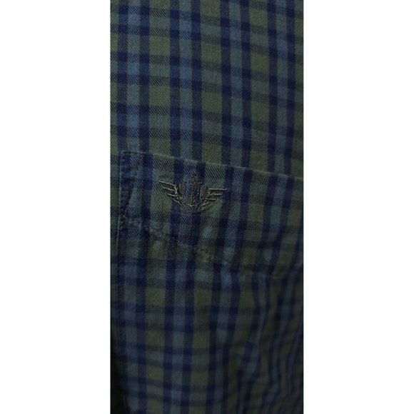 Dockers Men Large Green Blue Stripe Long Sleeve Button Up Embroidered Logo Shirt - Picture 4 of 11